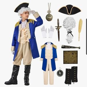 Children's Historical Costume Set - Blue and Cream George Washington
